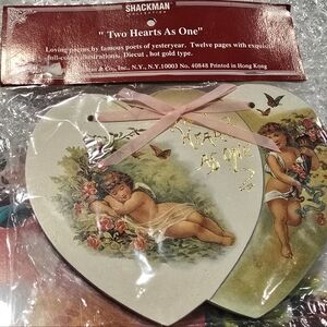 Shackman Victorian  'Two‎ Hearts As One' Heart-Shaped Poem Cards 1990 New